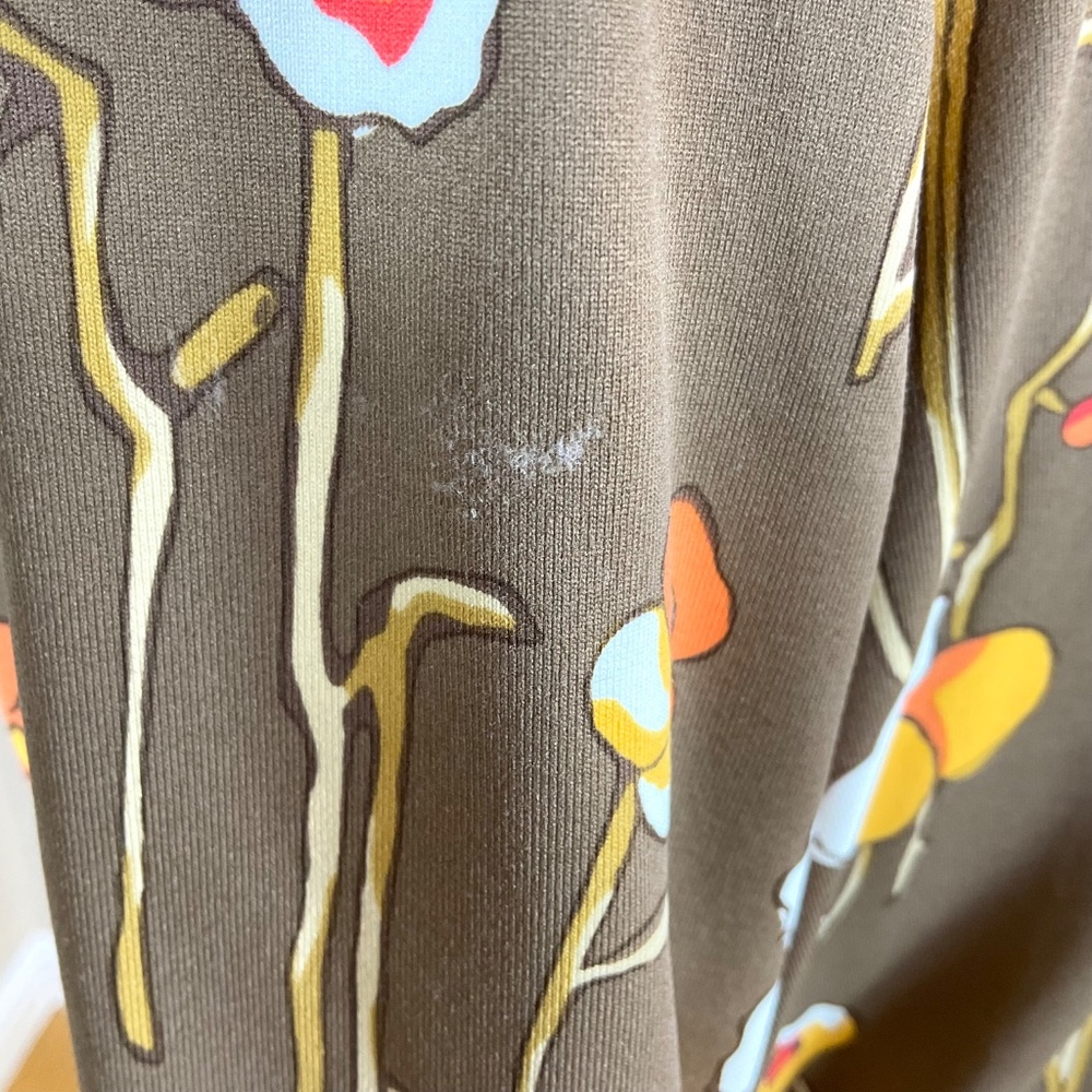 J. McLaughlin Dress Jersey Knit Brown Yellow Floral (L) - Picture 8 of 8